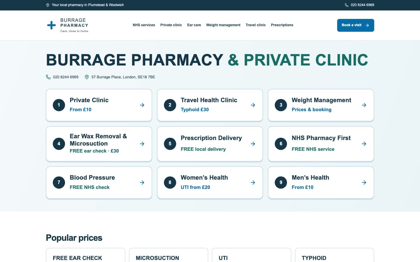 Burrage Pharmacy website